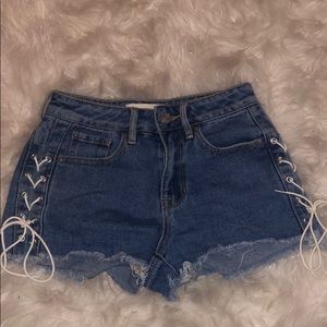 Pacsun high rise short tie up jean shorts size 22